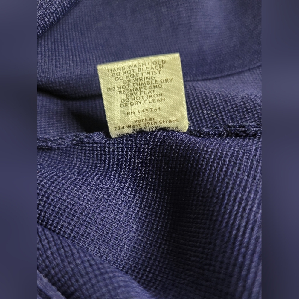 Parker Brazil Knit Fit & Flare Dress Size S Navy Blue Short Sleeve - Picture 6 of 6